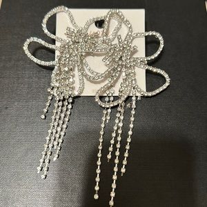 Brand new Large flower clear rhinestone earrings